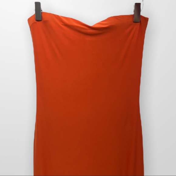 MISSGUIDED Strapless Bodycon Bandeau Dress Bright Orange Size 6 - Picture 2 of 13